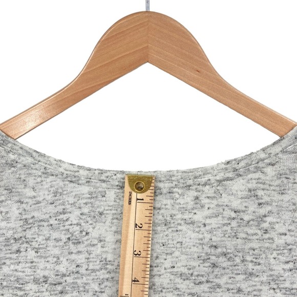Express Tee Shirt Top Womens Medium Gray Marled Knit Long Sleeve V Neck Pullover - Picture 10 of 11